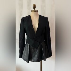 Black blazer with peplum faux leather